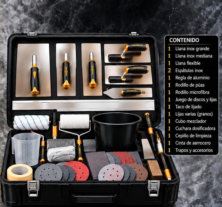 Maleta pro de herramientas para microcemento